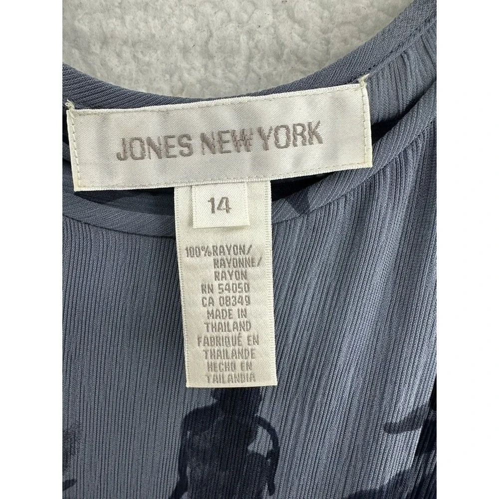 Jones New York Skirt Set Womens 14 Blue Excellent Floral Rayon 2-Piece Midi